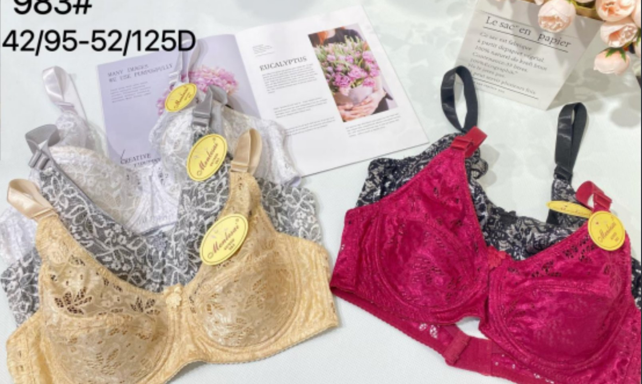 Бюстгальтер Menlesai прозорі квіти чашка DD Білий, фото 1