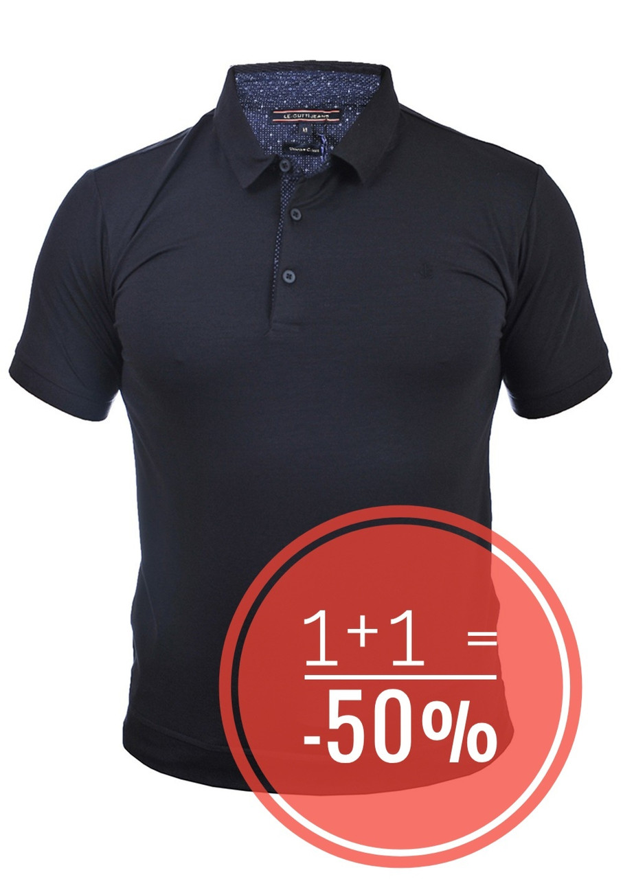 Футболка-поло чоловіча Le Gutti 25-1546-17 темно-синя
