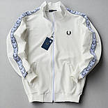 Чоловіча спортивна кофта Fred фред перрі весна-осінь блакитна. Олімпійка на блискавці з лампасом Туреччина, фото 2