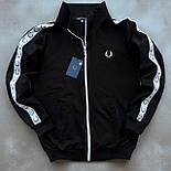 Чоловіча спортивна кофта Fred фред перрі весна-осінь блакитна. Олімпійка на блискавці з лампасом Туреччина, фото 3