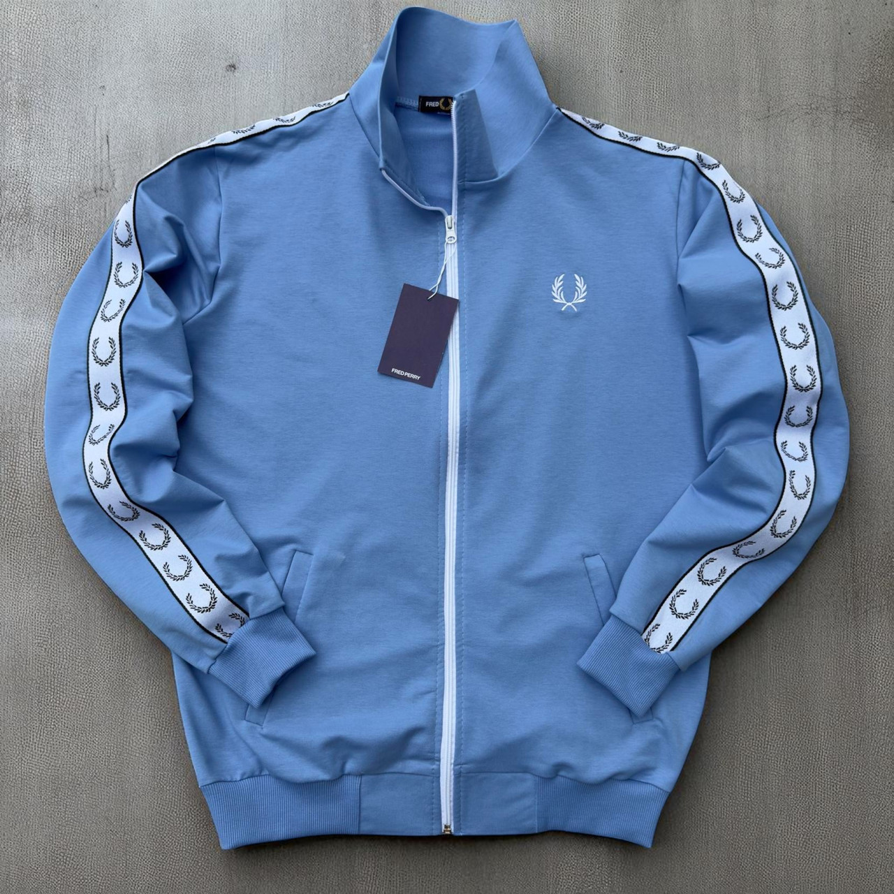 Чоловіча спортивна кофта Fred фред перрі весна-осінь блакитна. Олімпійка на блискавці з лампасом Туреччина, фото 1