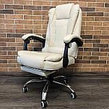 Крісло офісне BOSS KO22K КРЕМОВЕ Компютерне крісло + ПІДНІЖКА з екошкіри, фото 7