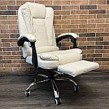 Крісло офісне BOSS KO22K КРЕМОВЕ Компютерне крісло + ПІДНІЖКА з екошкіри, фото 10