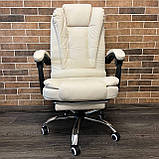 Крісло офісне BOSS KO22K КРЕМОВЕ Компютерне крісло + ПІДНІЖКА з екошкіри, фото 8