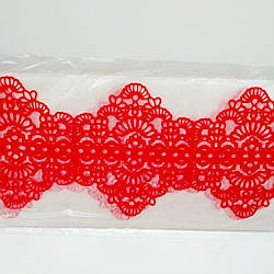 Цукрова прикраса для торта "Мереживо червоне" 17