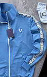 Чоловіча спортивна кофта Fred фред перрі весна-осінь блакитна. Олімпійка на блискавці з лампасом Туреччина, фото 7