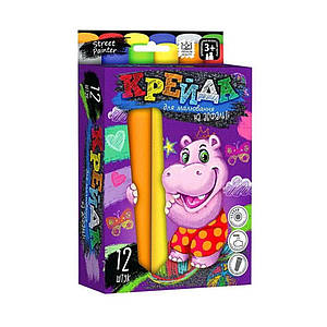 Мел для малювання на асфальті великий 12 шт. Danko Toys