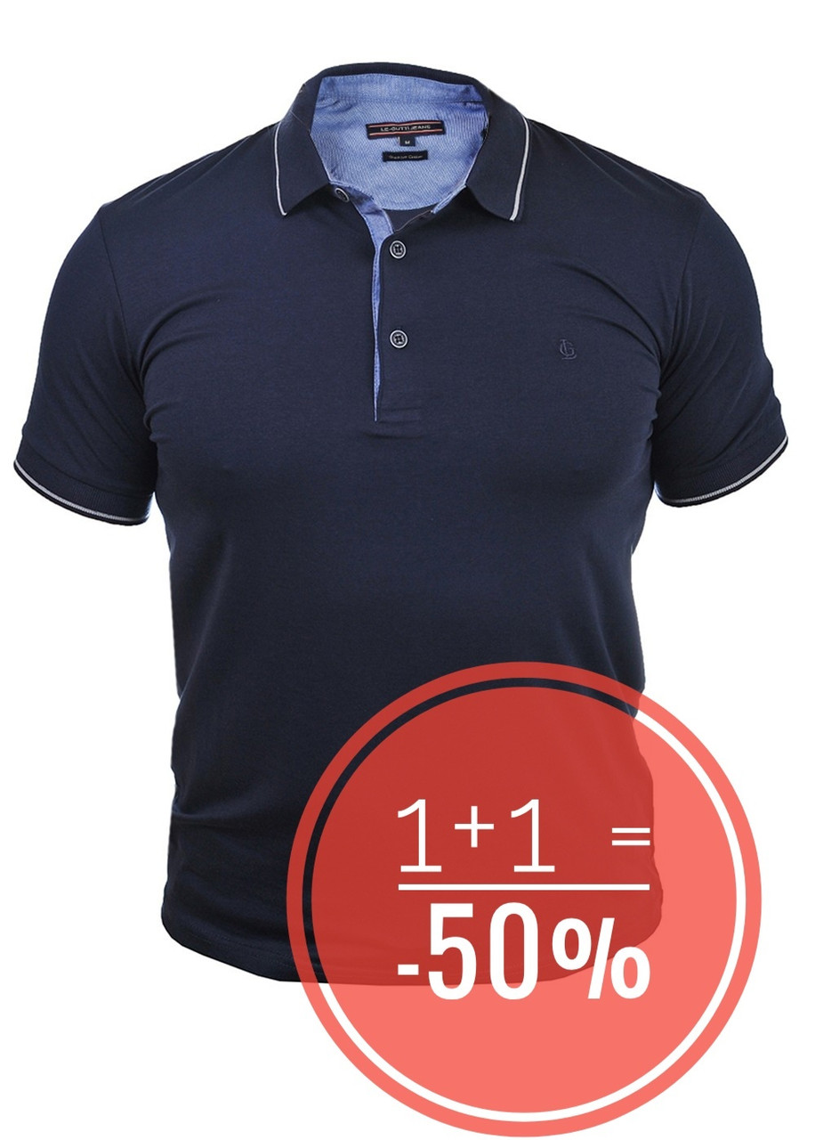 Футболка-поло чоловіча Le Gutti 25-1732-02 темно-синя