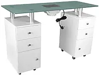 Письмовий стіл KOSMETYCZNE GLASS 317 BIAŁE Z POCHŁANIACZEM