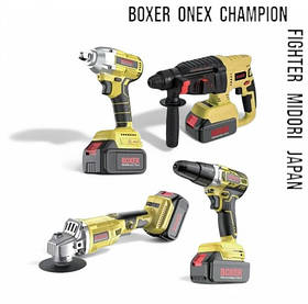 Акумуляторний набір 4 в 1 - болгарка перфоратор гайковерт шуруповерт 36 В 2х4 Аг в кейсі Boxer BX-187Y