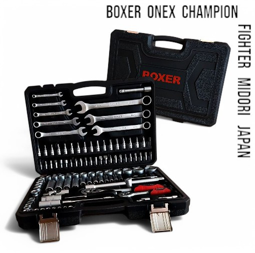 Набір торцевих головок та ключів CrV 1/2" 1/4" 110 шт в кейсі Boxer BX-012S ріжково-накидні ключі головки, фото 1