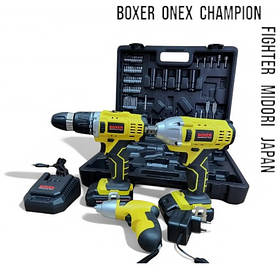 Акумуляторний набір 3 в 1 - шуруповерт-дриль ударний гайковерт викрутка 24 В 2х3 Аг в кейсі Boxer SR-032