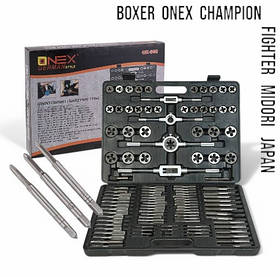 Різьбонарізний набір по металу 110 шт в кейсі Onex OX-609 мітчики та плашки та тримачі для нарізки різьблення