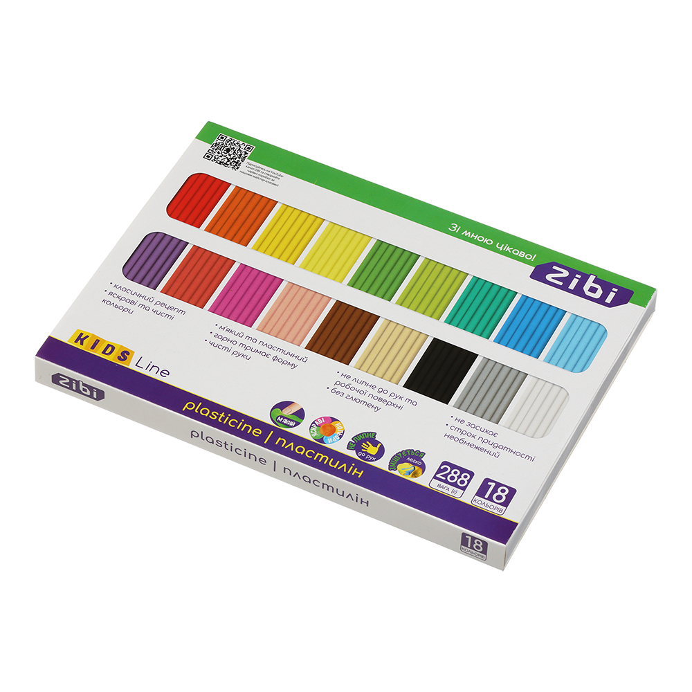 Пластилін ZiBi 18 кольорів 288 г (ZB.6276), фото 1
