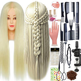 Голова для зачісок із тренувальним набором для зачісок та манікюру