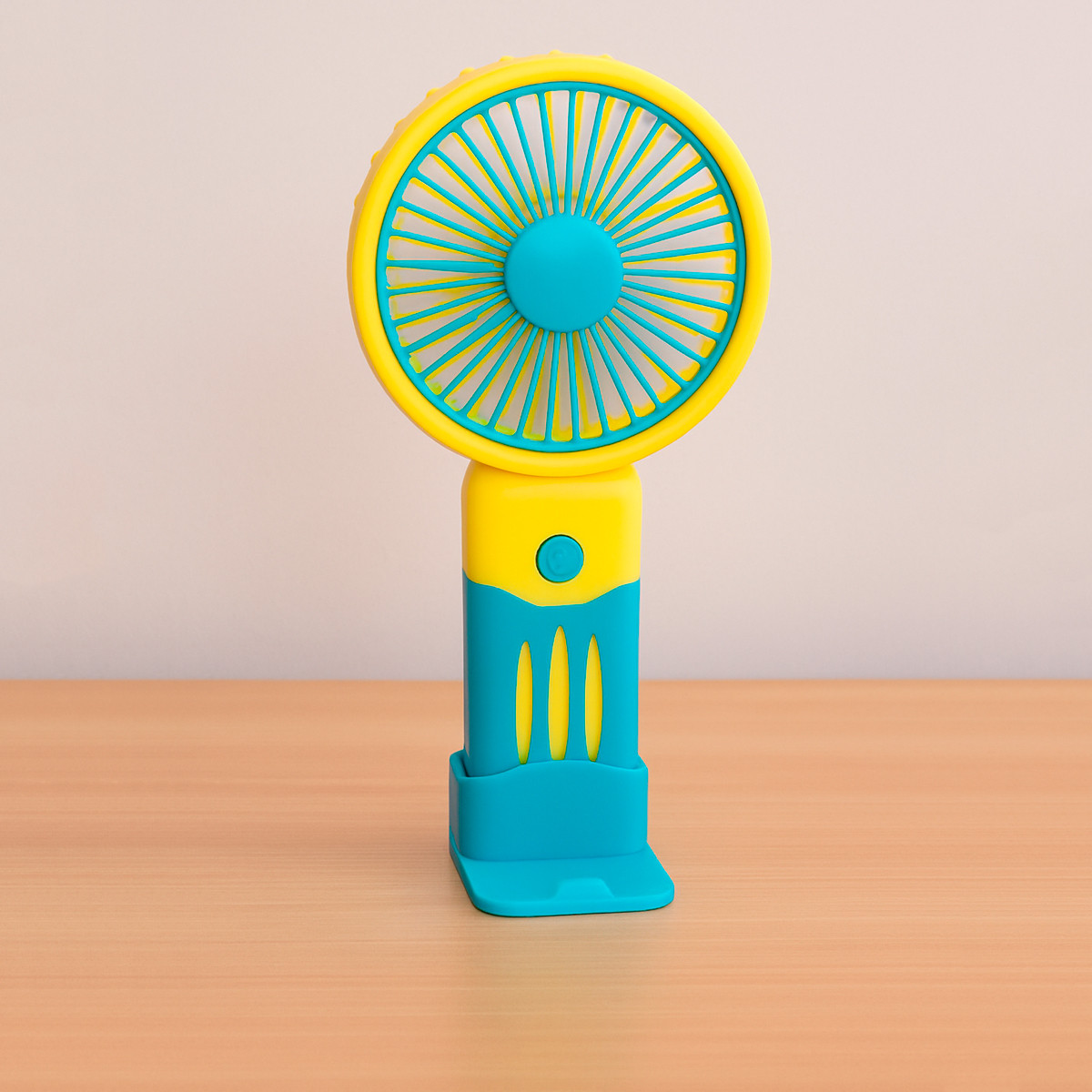 Портативний вентилятор на акумуляторі Fan JX-991 із підставкою Жовто-синій, міні вентилятор ручний