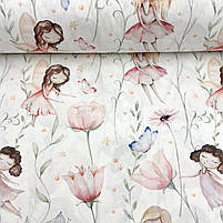 Турецька бавовняна тканина ранфорс digital "Феї та дзвіночки" 240 см, фото 3