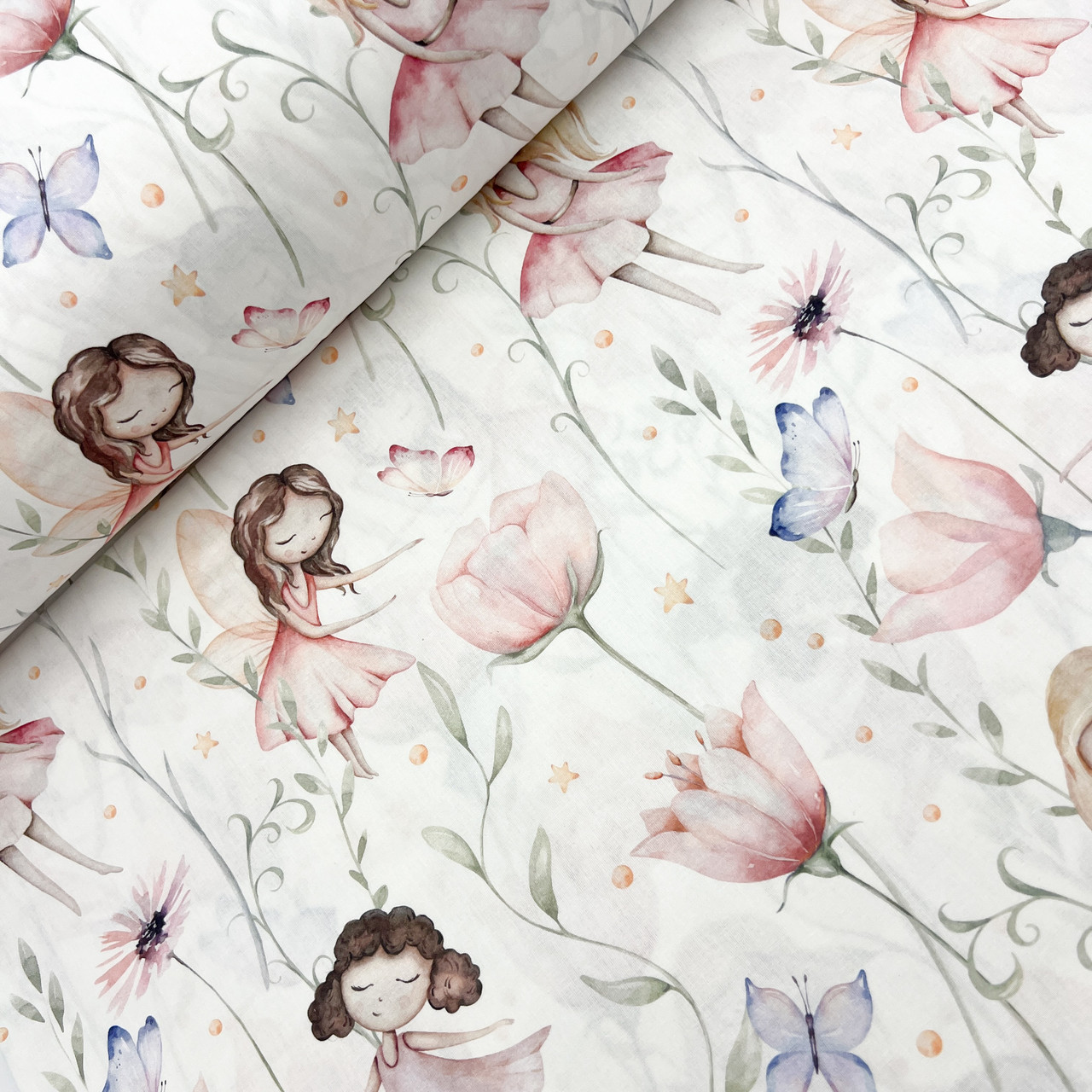 Турецька бавовняна тканина ранфорс digital "Феї та дзвіночки" 240 см, фото 1