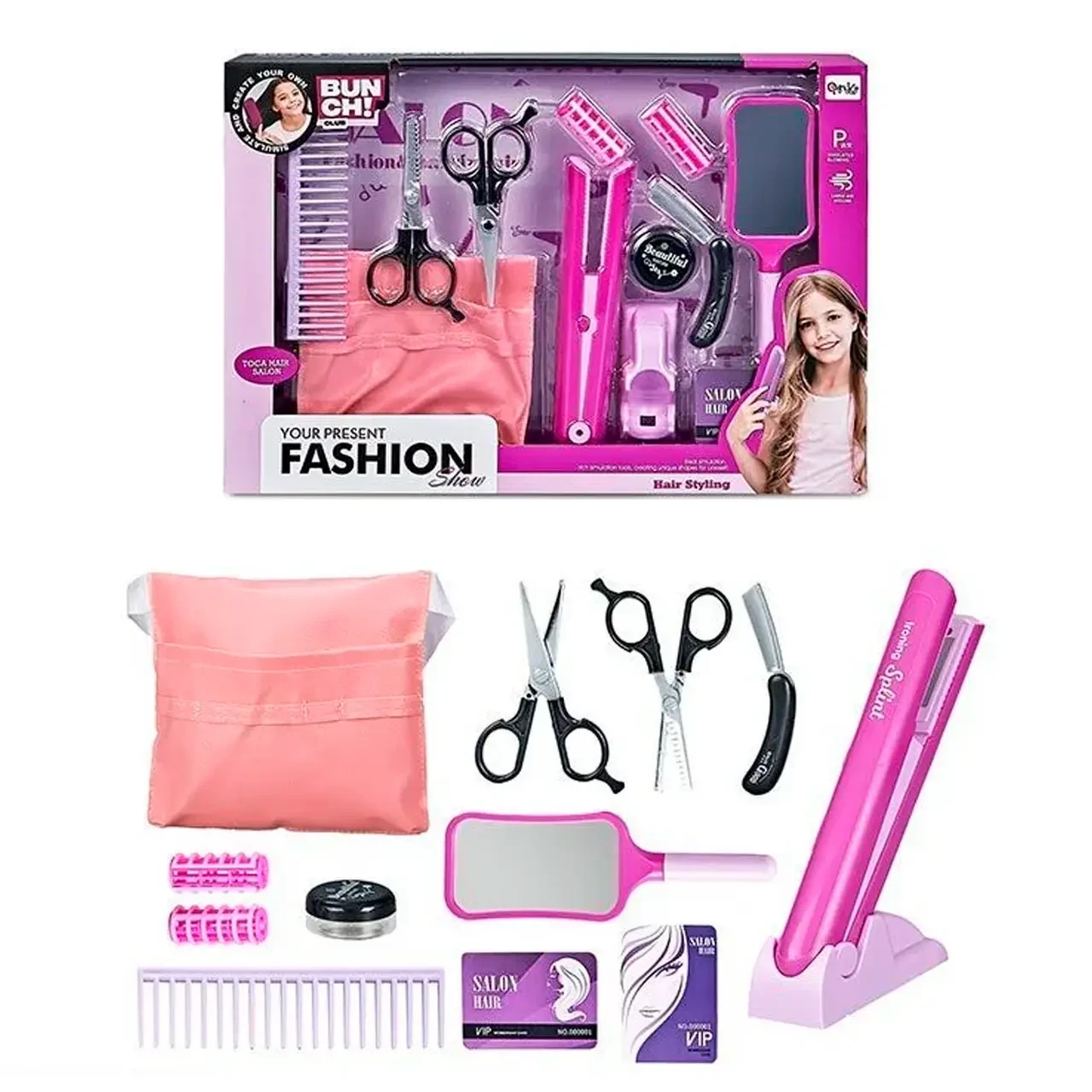 Набір перукаря дитячий (плойка, на батарейках, сумка-чохол, гребінець, аксесуари) QY 016, фото 1