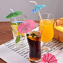 Трубочка коктейльна Парасолька Асорті з вигином біла | Поштучно, фото 3