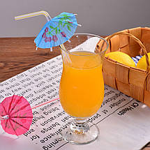 Трубочка коктейльна Парасолька Асорті з вигином біла | Поштучно, фото 2