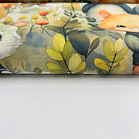 Турецька бавовняна тканина ранфорс digital "Маленькі звірята в травах" 240 см, фото 4