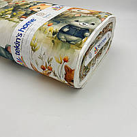 Турецька бавовняна тканина ранфорс digital "Маленькі звірята в травах" 240 см, фото 5