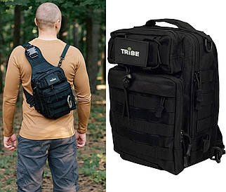 Tribe Sling Pack T-IE-0003 Black, 6.5 л | Функціональна, зручна та ергономічн сумка-слінг через плече з системою Molle