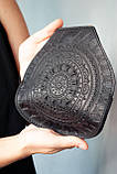 Футляр для окулярів шкіряний чорний з орнаментом Сонечко | очешник шкіра, фото 6