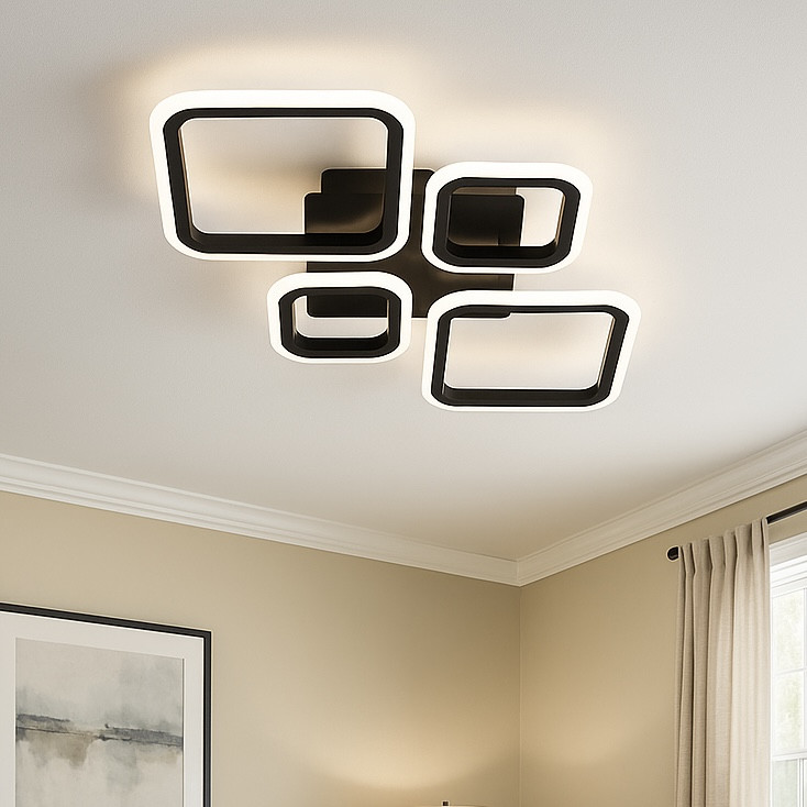 Світлодіодна Led-люстра з пультом у чорному кольорі на 80 Вт, до 18 м² LUMINARIA OVAL 80W 4S BLACK, фото 1