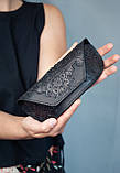 Футляр для окулярів шкіряний чорний з орнаментом Квітучий Сад | очешник шкіра, фото 9