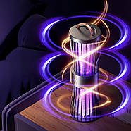 Антимоскітна подвійна лампа-пастка з УФ та теплим білим світлом на акумуляторі, фото 2