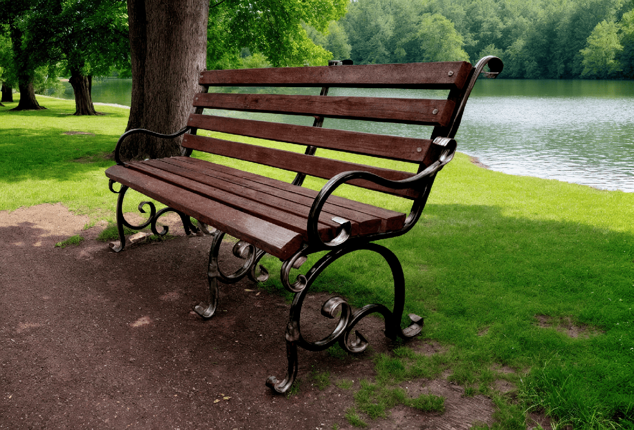 Лавка садова кована Tobi Sho Дольче з підлокітниками для дачі, тераси 300 см колір горіх, фото 1