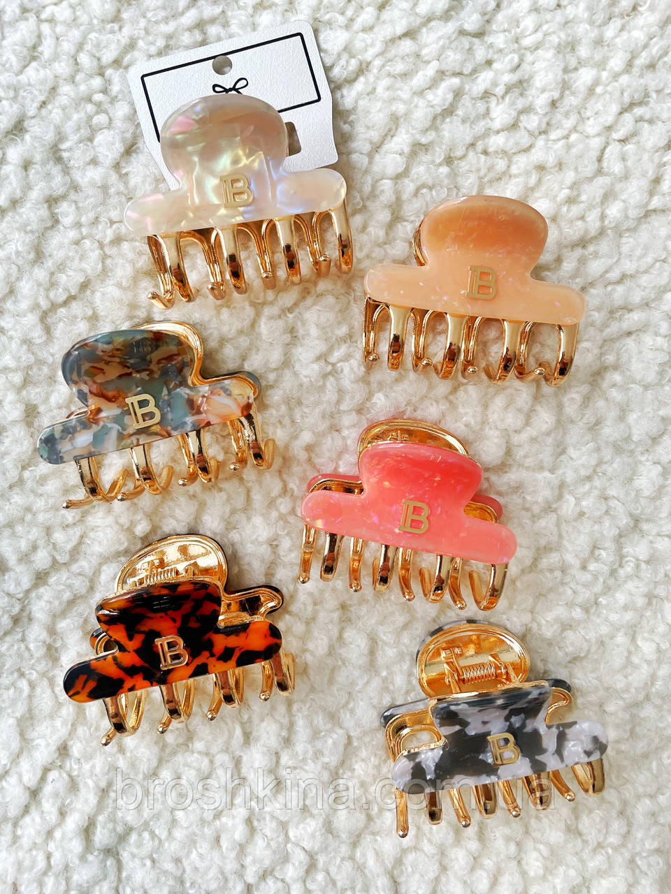 Краби для волосся оптом 6*4,5 см 6 шт/уп МЕТАЛЕВІ ФРАНЦУЗЬКИЙ ПЛАСТИК БРЕНД, фото 1