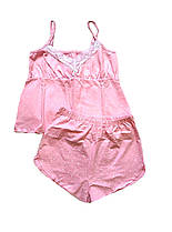 Жіноча піжама (майка на тонких бретелях, з мереживом + шортики) XS,S, M