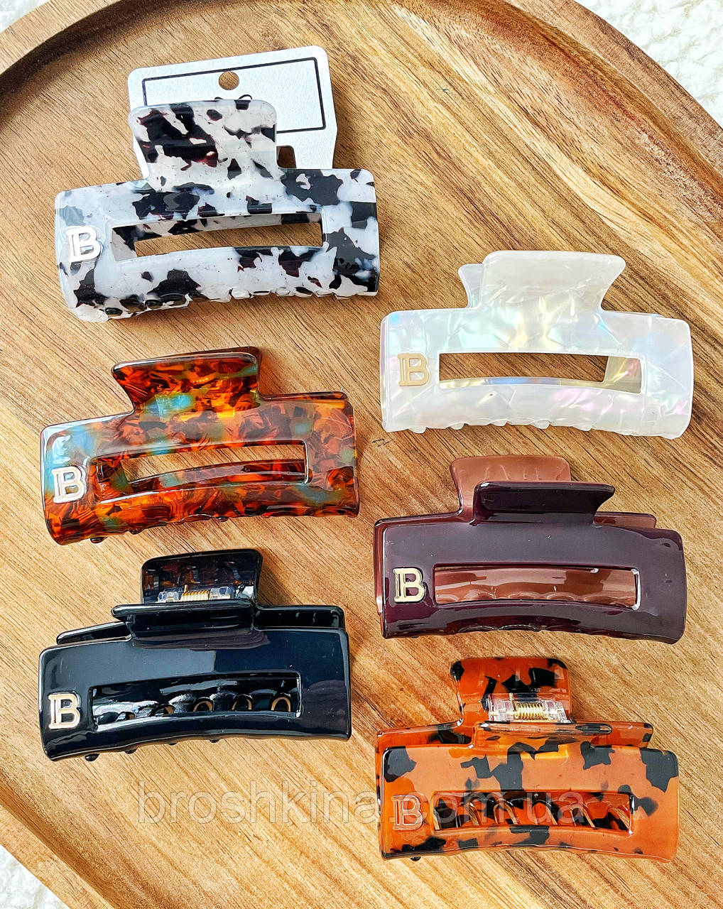 Краби для волосся оптом 8*4,5 см 6 шт/уп ФРАНЦУЗЬКИЙ ПЛАСТИК БРЕНД, фото 1