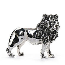 Статуетка витончена "Лев" декоративна від італійського бренду ArtBe 13*11 см Мармурова крихта срібло 925 проби