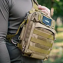 Tribe Sling Pack T-IE-0003 Coyote, 6.5 л | Функціональна, зручна та ергономічн сумка-слінг через плече з системою Molle, фото 2