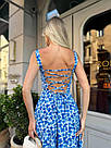 Сарафан жіночмй літій СОФТ р.42-48 приталений зі шнурівкою на спинці СИНІЙ 1671, фото 6