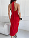 Витончене чарівне приталене вечірнє плаття без рукавів, червоне, фото 3