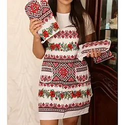 Кухонний набір "Вишиванка" 4 в 1 Фартух, рушник, прихватка, рукавиця.