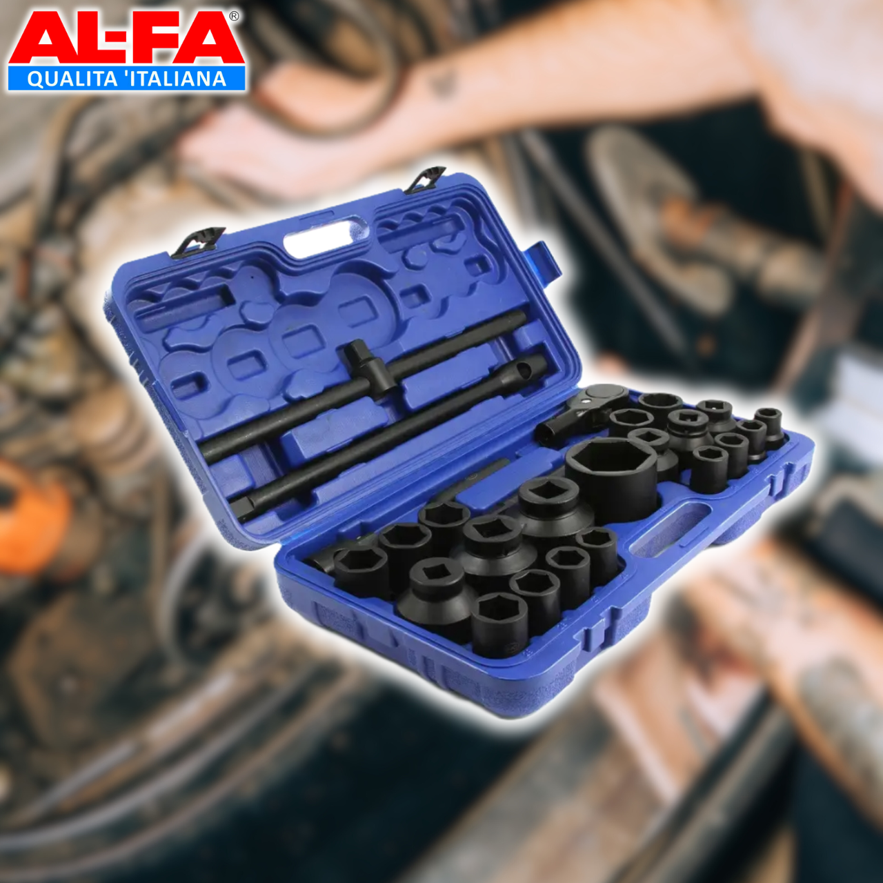 Набір ударних головок 26 ялинок AL-FA ALSS26-612 3/4" і 1", 6-гранні та 12-гранні, CrV сталь