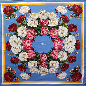 Хустка жіноча "Півонія" блакитна 50х50 см MKNCH100624-32