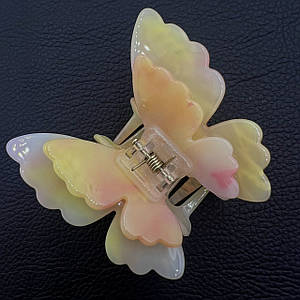 Краб для волосся елегантний міцний французький пластик різнобарвний метелик довжина 6.5 см висота 6.5 см