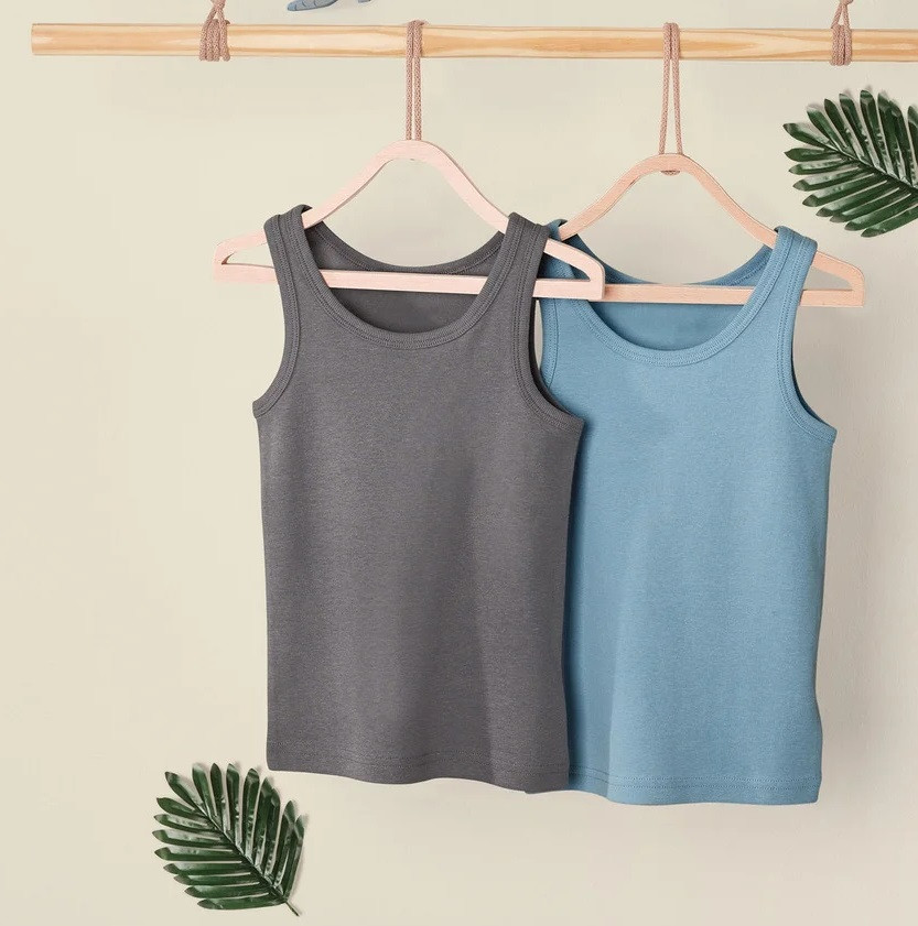 Майка для хлопчика lupilu, 2 шт., зріст 98-104 (2-4 роки), колір синій, блакитний