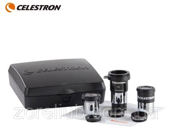 Набір аксесуарів Celestron ASTROMASTER 1.25" для телескопів: окуляри, Барлоу, фільтри, кейс, серветка, фото 1