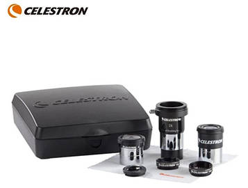 Набір аксесуарів Celestron ASTROMASTER 1.25" для телескопів: окуляри, Барлоу, фільтри, кейс, серветка