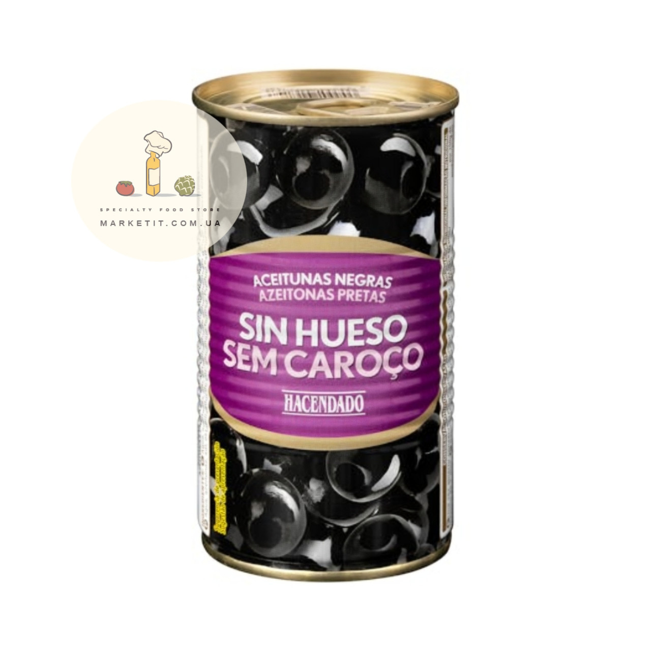 Чорні маслини Hacendado Aceitunas Negras, без кісточки 350 г., фото 1