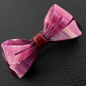 Шпилька автомат для волосся елегантний бантик малинового кольору довжина 8.5 см висота 3 см