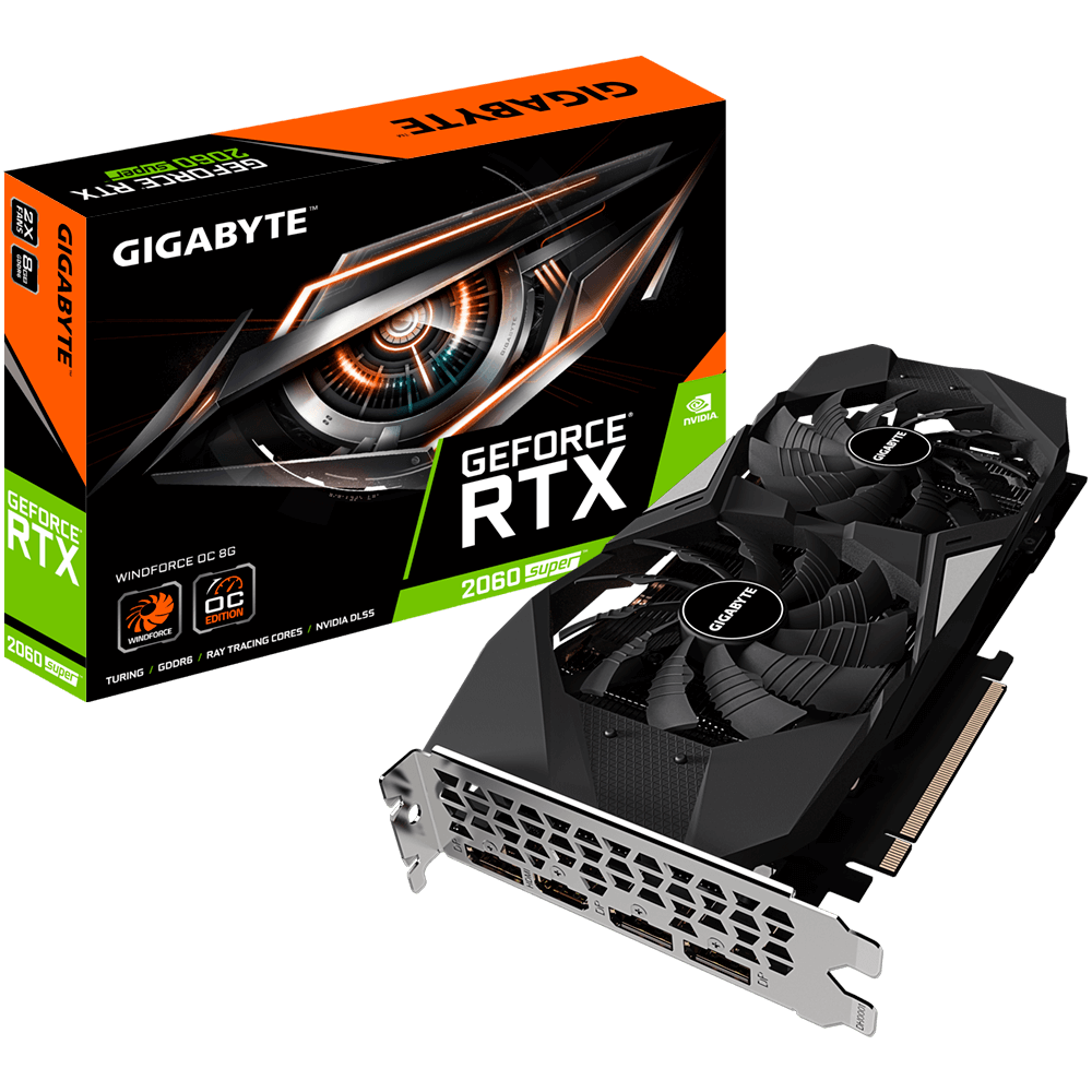 Відеокарта GeForce RTX 2060 Super 8GB Gigabyte WindForce OC (GV-N206SWF2OC-8GD) Б/В